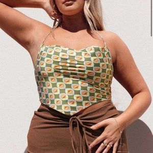 Princess Polly Silky Backless Halter Tie Top